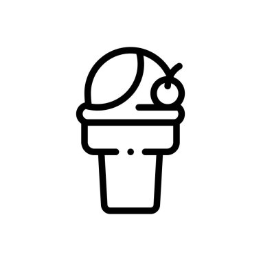 Dondurma ikonu. Beyaz Arkaplanda İnce Doğrusal Tasarım