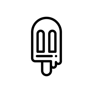 Dondurma ikonu. Beyaz Arkaplanda İnce Doğrusal Tasarım