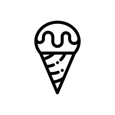 Dondurma ikonu. Beyaz Arkaplanda İnce Doğrusal Tasarım