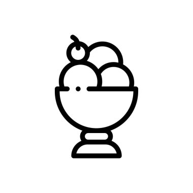 Dondurma ikonu. Beyaz Arkaplanda İnce Doğrusal Tasarım