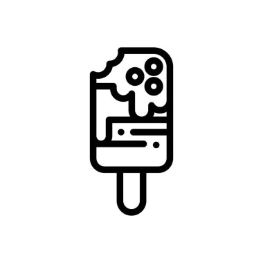 Dondurma ikonu. Beyaz Arkaplanda İnce Doğrusal Tasarım