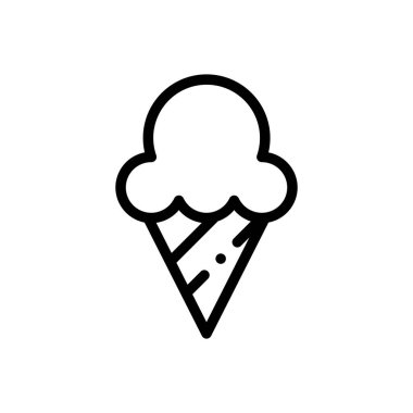 Dondurma ikonu. Beyaz Arkaplanda İnce Doğrusal Tasarım