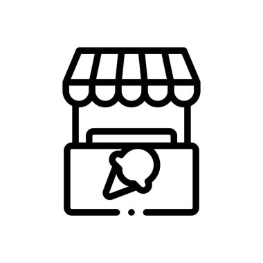 Dondurmacı ikonu. Beyaz Arkaplanda İnce Doğrusal Tasarım