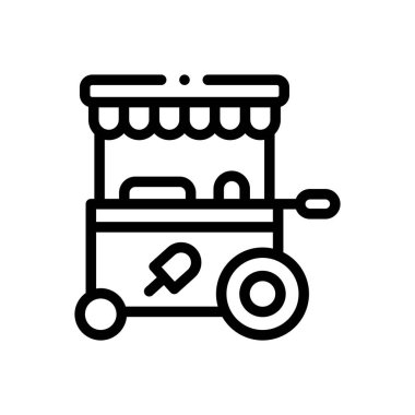 Dondurma konisi ikonu. Beyaz Arkaplanda İnce Doğrusal Tasarım