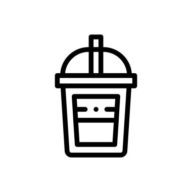 Dondurma arabası ikonu. Beyaz Arkaplanda İnce Doğrusal Tasarım