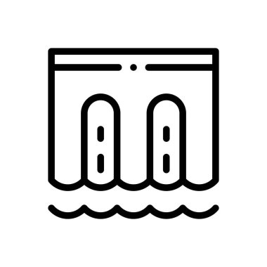 Hidrolik güç ikonu. Beyaz Arkaplanda İnce Doğrusal Tasarım