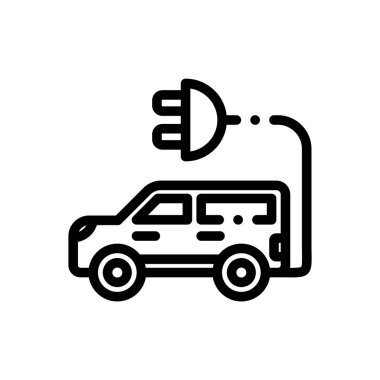 hibrit araba ikonu. Beyaz Arkaplanda İnce Doğrusal Tasarım