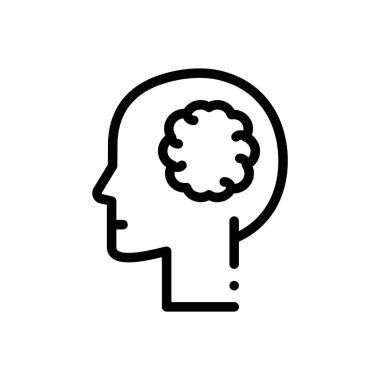 İnsan beyni ikonu. Beyaz Arkaplanda İnce Doğrusal Tasarım