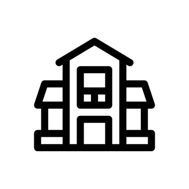 Ev ikonu. Beyaz Arkaplanda İnce Doğrusal Tasarım