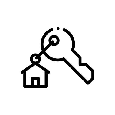 Ev kilidi simgesi. Beyaz Arkaplanda İnce Doğrusal Tasarım