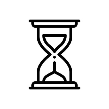 Kum saati ikonu. Beyaz Arkaplanda İnce Doğrusal Tasarım