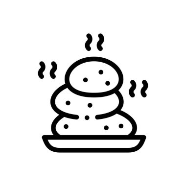 Sıcak taşlar simgesi. Beyaz Arkaplanda İnce Doğrusal Tasarım