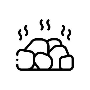 Sıcak taşlar simgesi. Beyaz Arkaplanda İnce Doğrusal Tasarım