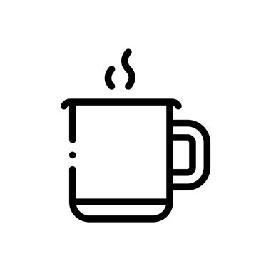 Sıcak yemek ikonu. Beyaz Arkaplanda İnce Doğrusal Tasarım