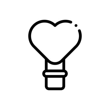 Sıcak hava balonu ikonu. Beyaz Arkaplanda İnce Doğrusal Tasarım