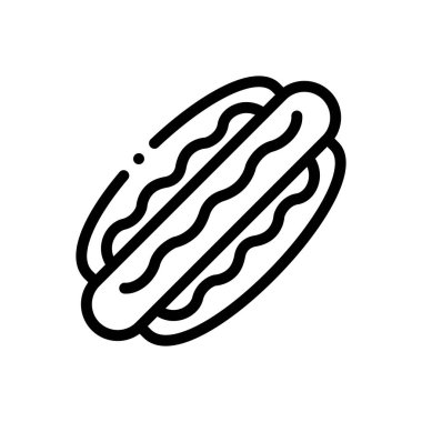 Sosisli sandviç ikonu. Beyaz Arkaplanda İnce Doğrusal Tasarım