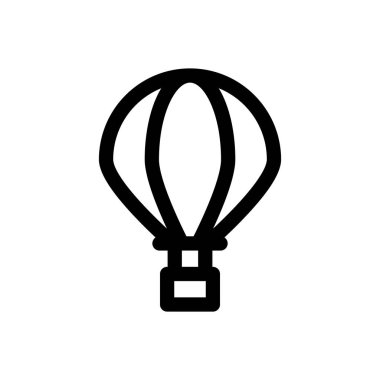 Sıcak hava balonu ikonu. Beyaz Arkaplanda İnce Doğrusal Tasarım