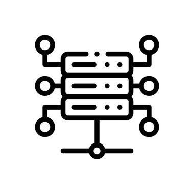 Sunucu simgesi. Beyaz Arkaplanda İnce Doğrusal Tasarım