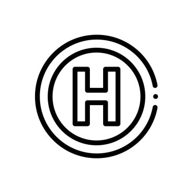 Hastane ikonu. Beyaz Arkaplanda İnce Doğrusal Tasarım