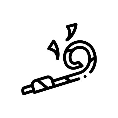 Boynuz ikonu. Beyaz Arkaplanda İnce Doğrusal Tasarım