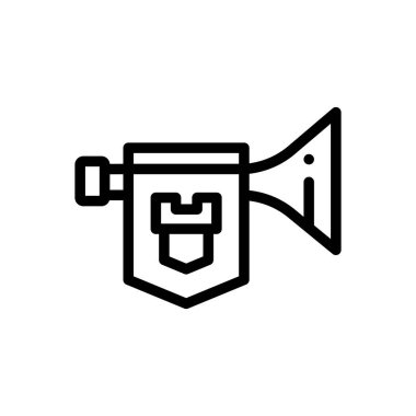 Boynuz ikonu. Beyaz Arkaplanda İnce Doğrusal Tasarım