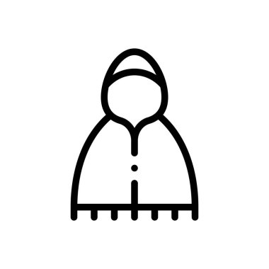 Kapüşonlu ikon. Beyaz Arkaplanda İnce Doğrusal Tasarım