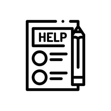 Yardım simgesi. Beyaz Arkaplanda İnce Doğrusal Tasarım