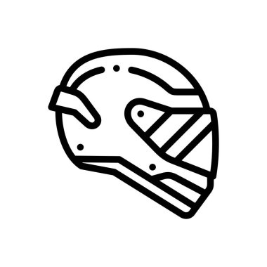 Kask ikonu. Beyaz Arkaplanda İnce Doğrusal Tasarım