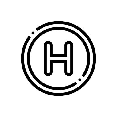 Helikopter pisti ikonu. Beyaz Arkaplanda İnce Doğrusal Tasarım