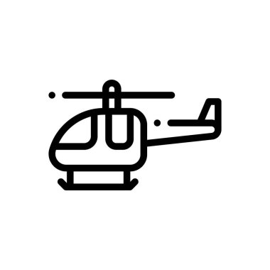 Helikopter ikonu. Beyaz Arkaplanda İnce Doğrusal Tasarım