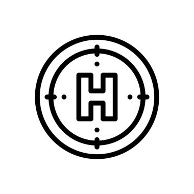 Helikopter pisti simgesi. Beyaz Arkaplanda İnce Doğrusal Tasarım