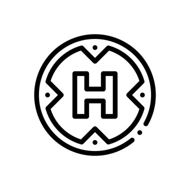 Helikopter pisti ikonu. Beyaz Arkaplanda İnce Doğrusal Tasarım