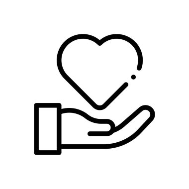 Kalp ikonu. Beyaz Arkaplanda İnce Doğrusal Tasarım