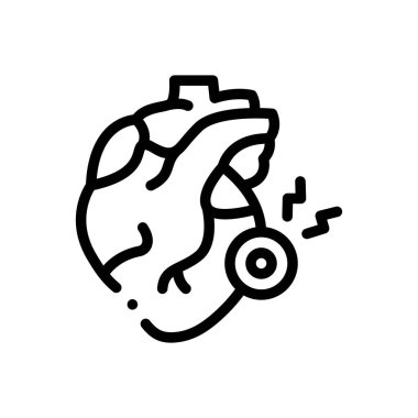 Kalp atışı ikonu. Beyaz Arkaplanda İnce Doğrusal Tasarım