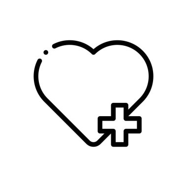 Kalp ikonu. Beyaz Arkaplanda İnce Doğrusal Tasarım