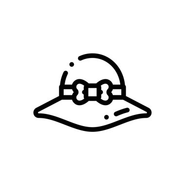 Şapka ikonu. Beyaz Arkaplanda İnce Doğrusal Tasarım