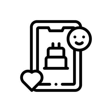 Mutlu yıllar ikonu. Beyaz Arkaplanda İnce Doğrusal Tasarım