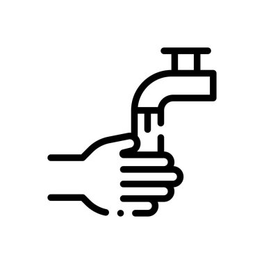 El yıkama ikonu. Beyaz Arkaplanda İnce Doğrusal Tasarım