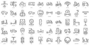 Linear Style personal transport Icons Bundle clipart
