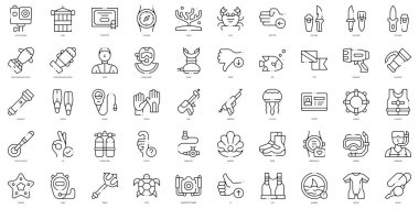 Linear Style diving Icons Bundle