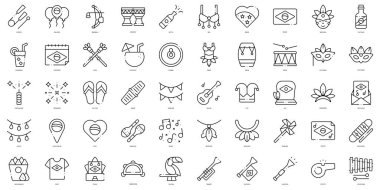 Linear Style brazilian carnival Icons Bundle