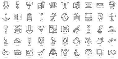 Linear Style antiques Icons Bundle