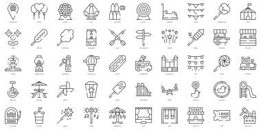 Linear Style amusement park Icons Bundle