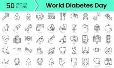 Set of world diabetes day icons. Line art style icons bundle. vector illustration