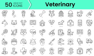 Set of veterinary icons. Line art style icons bundle. vector illustration