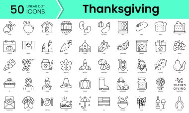 Set of thanksgiving icons. Line art style icons bundle. vector illustration