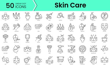 Set of skin care icons. Line art style icons bundle. vector illustration