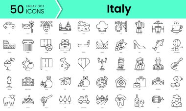 Set of italy icons. Line art style icons bundle. vector illustration