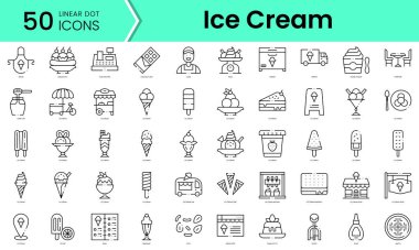 Set of ice cream shop icons. Line art style icons bundle. vector illustration