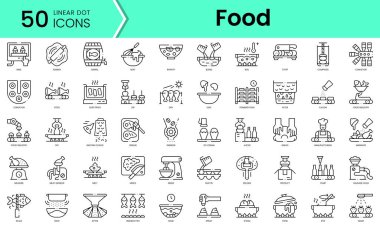 Set of food processing icons. Line art style icons bundle. vector illustration